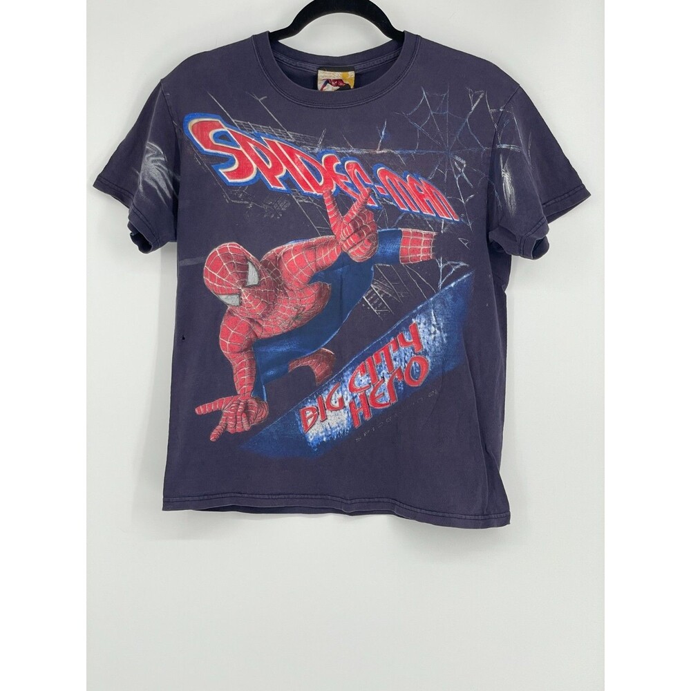 Vintage 2004 Spider-Man 2 Freeze T Shirt Y2K Big City Hero Marvel Movie Tee Sm